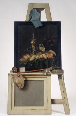 Cut-Out Trompe l'Oeil Easel with Fruit Piece