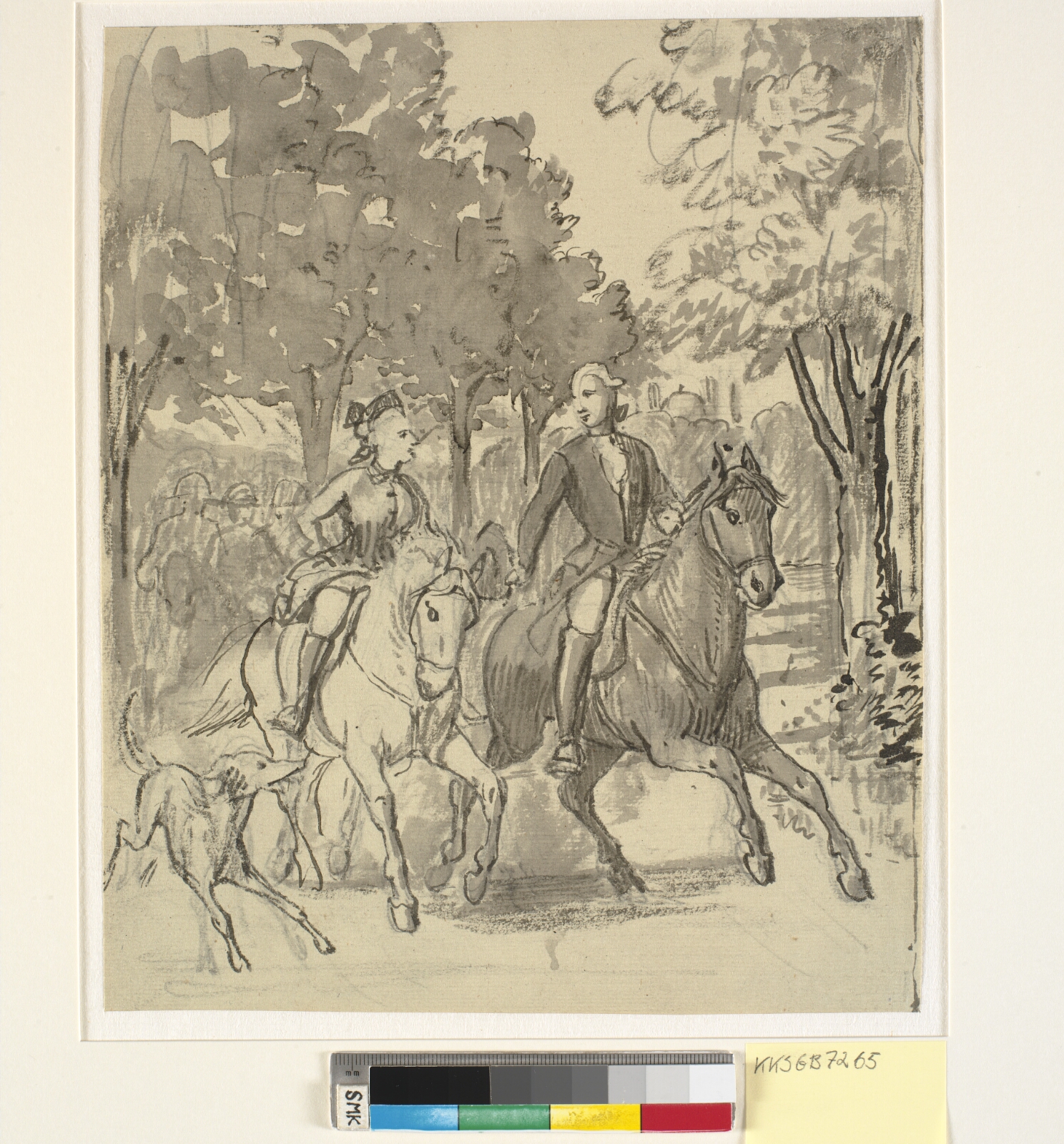 Wilhelm Marstrand, Caroline Mathilde og Struensee på ridetur ved Hørsholm