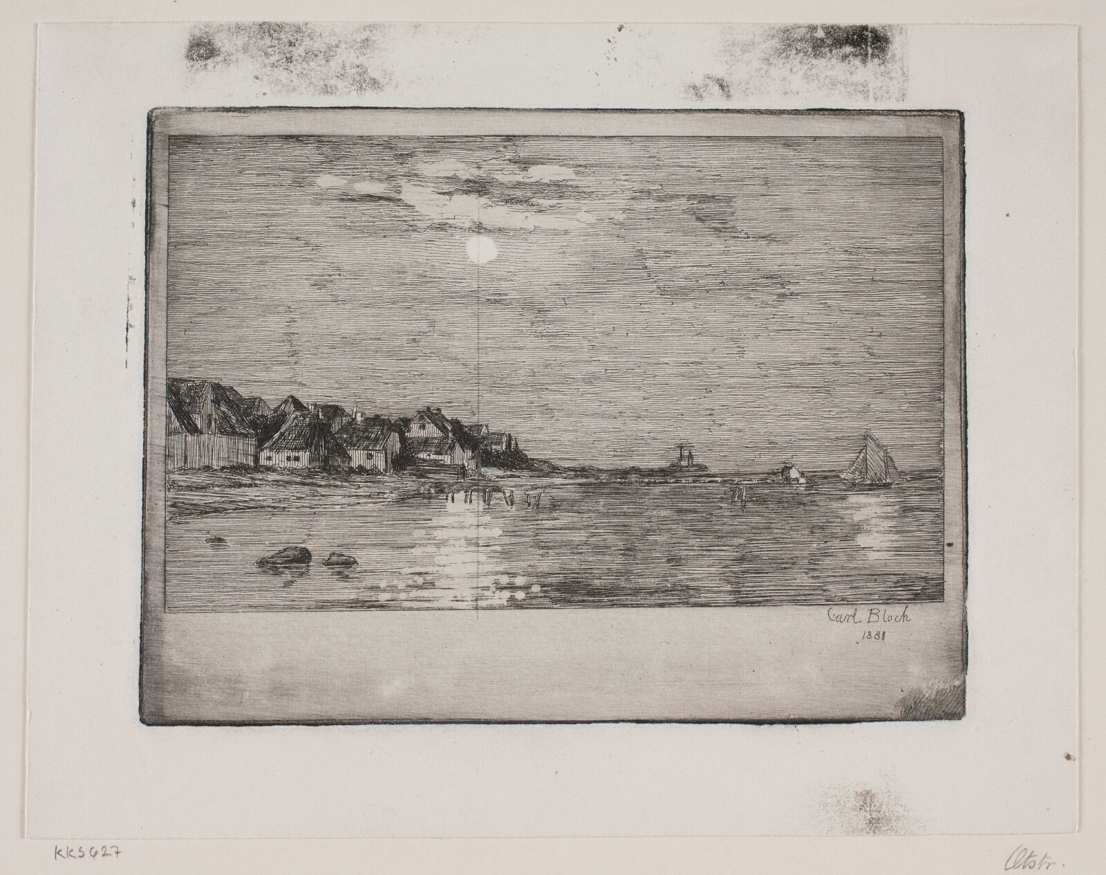 Carl Bloch, Strandparti ved Hellebæk. Måneskin