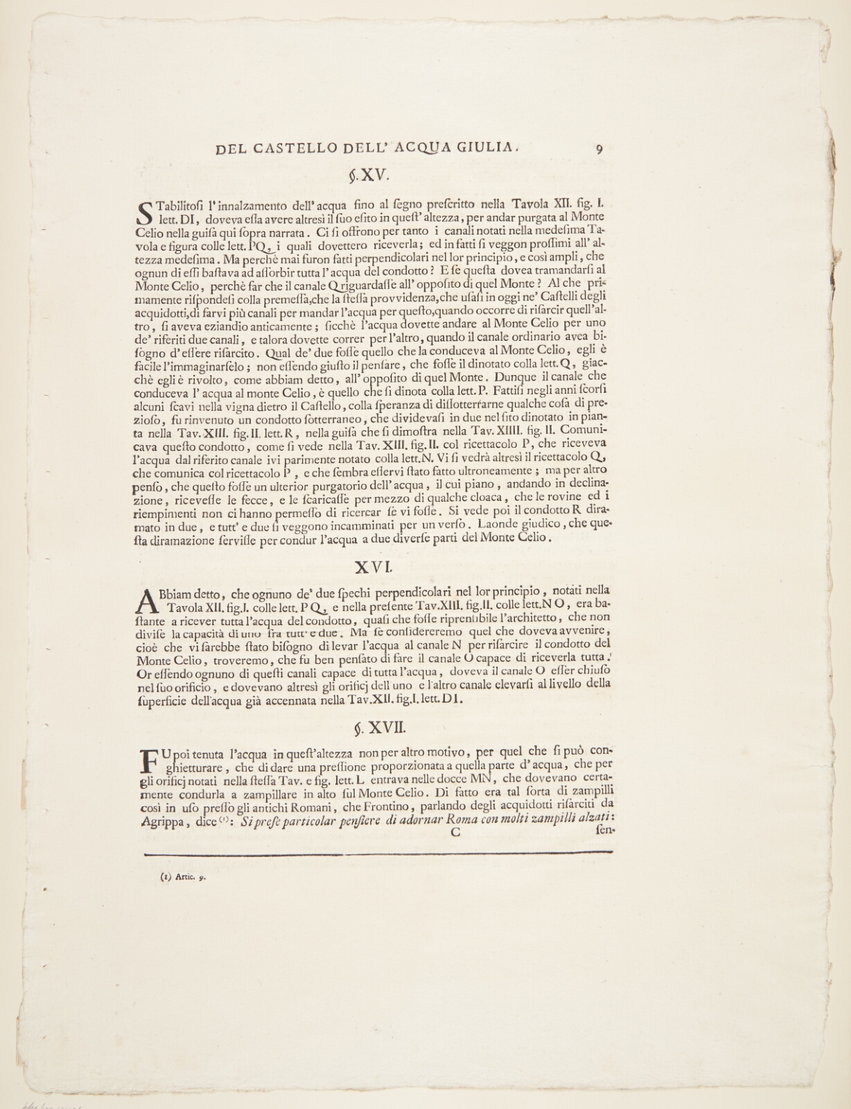 Giovanni Battista Piranesi, Acqua Giulia-fontænen. Tekstblad