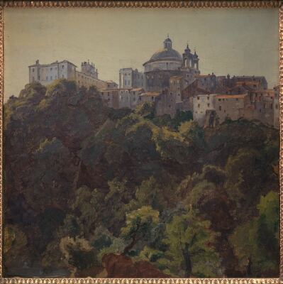 View towards Ariccia and the Palazzo Chigi and S. Maria dell'Assunzione, Italy