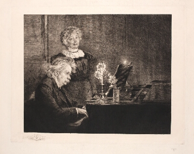 Edvard og Nina Grieg ved klaveret, Krøyer, P.S., 1899