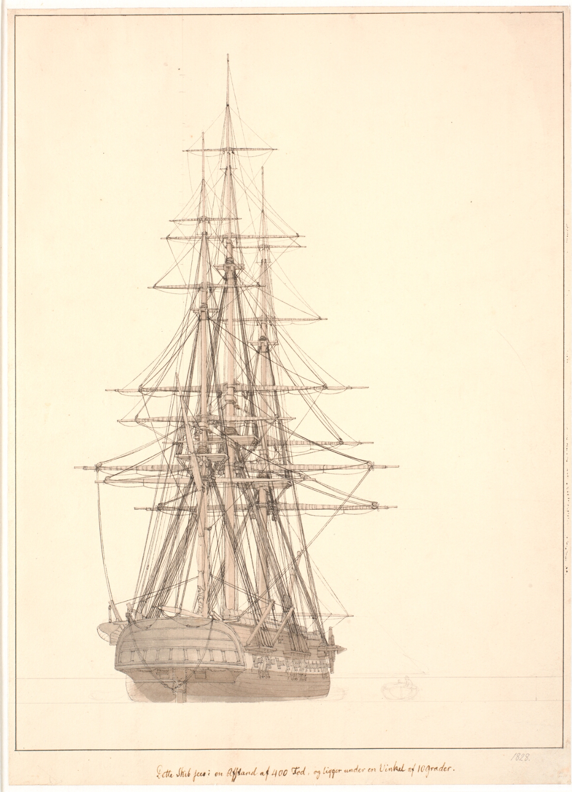 C.W. Eckersberg, En fregat set agterfra