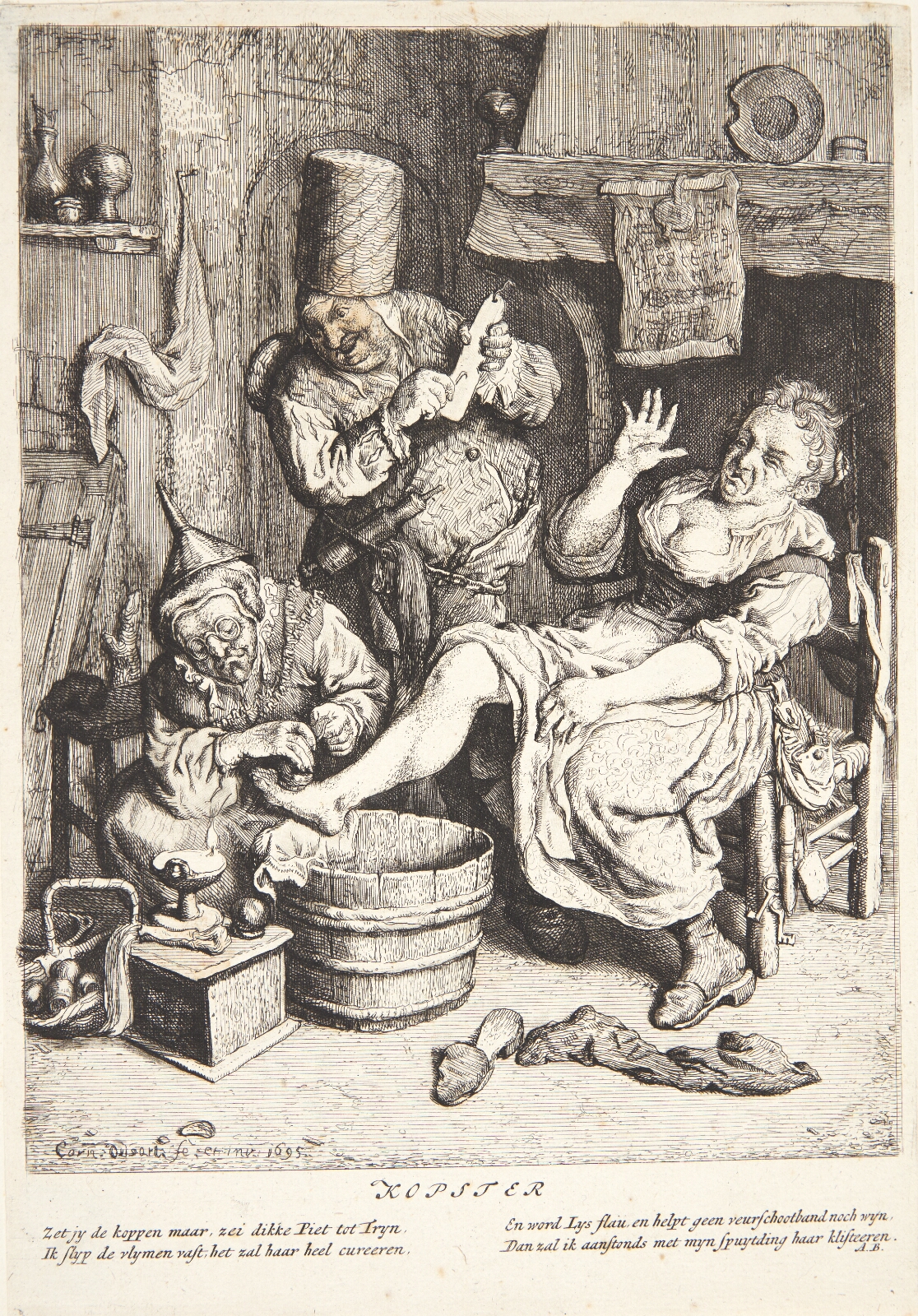 Cornelis Dusart, Kvinde, der behandles med kopsætning