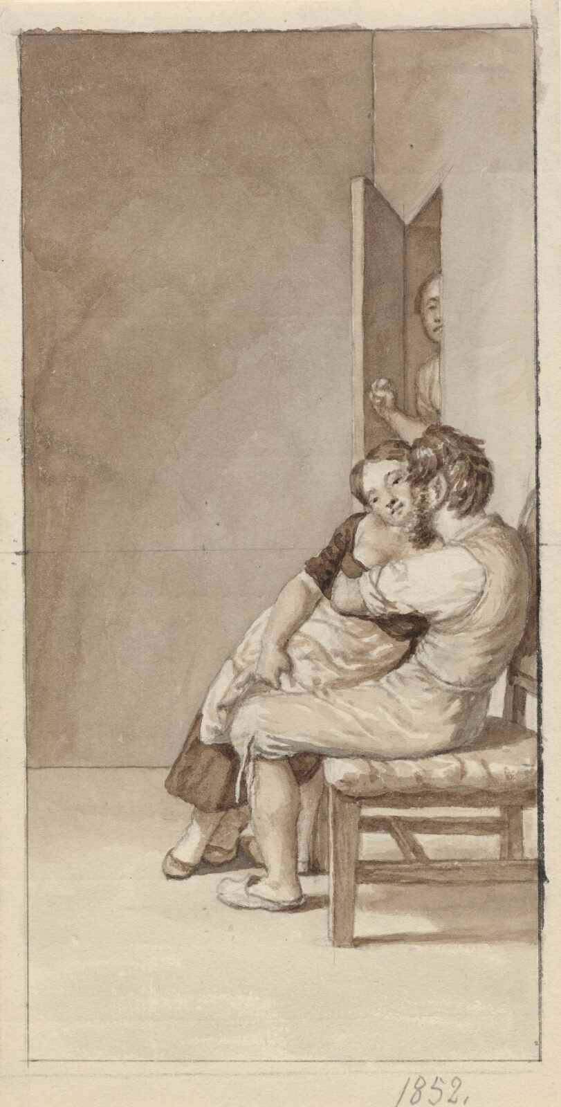 C.W. Eckersberg, Et par belures af en kvinde i en halvåben dør