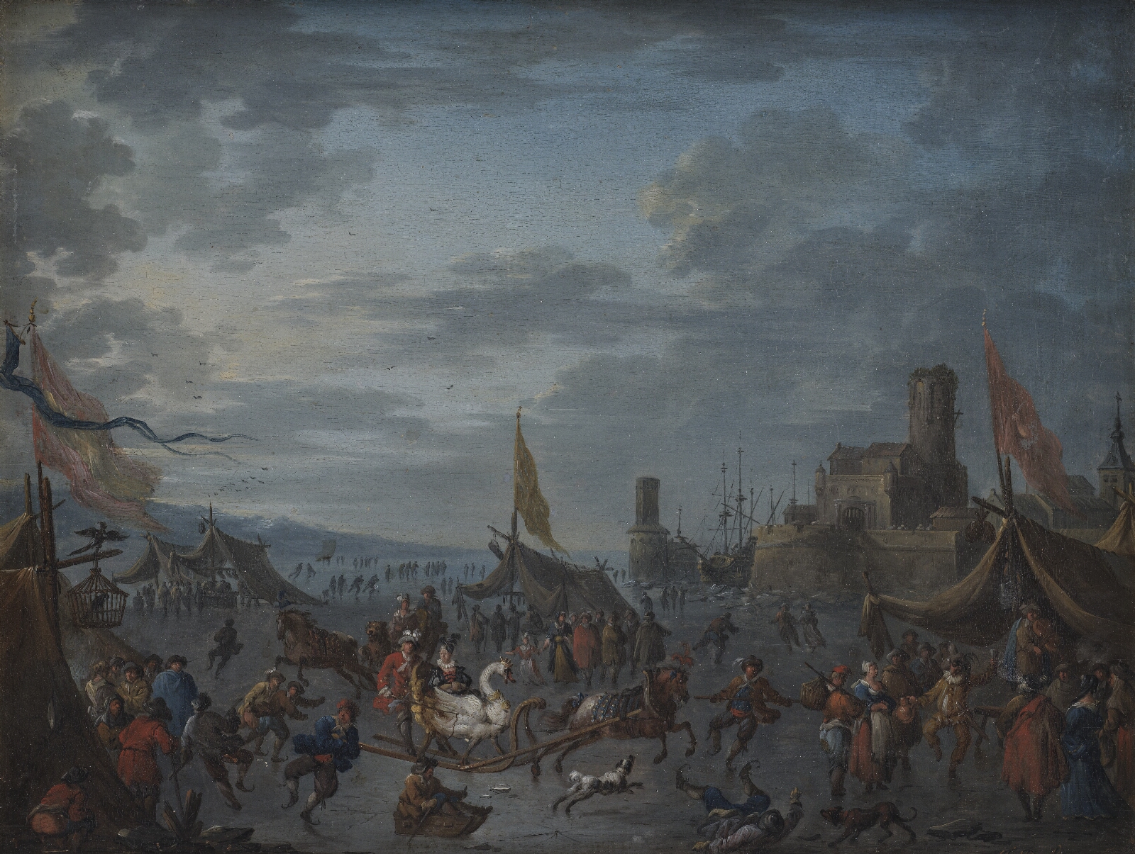 Arnold Frans Rubens, Landskab med kaner og skøjteløbere på isen