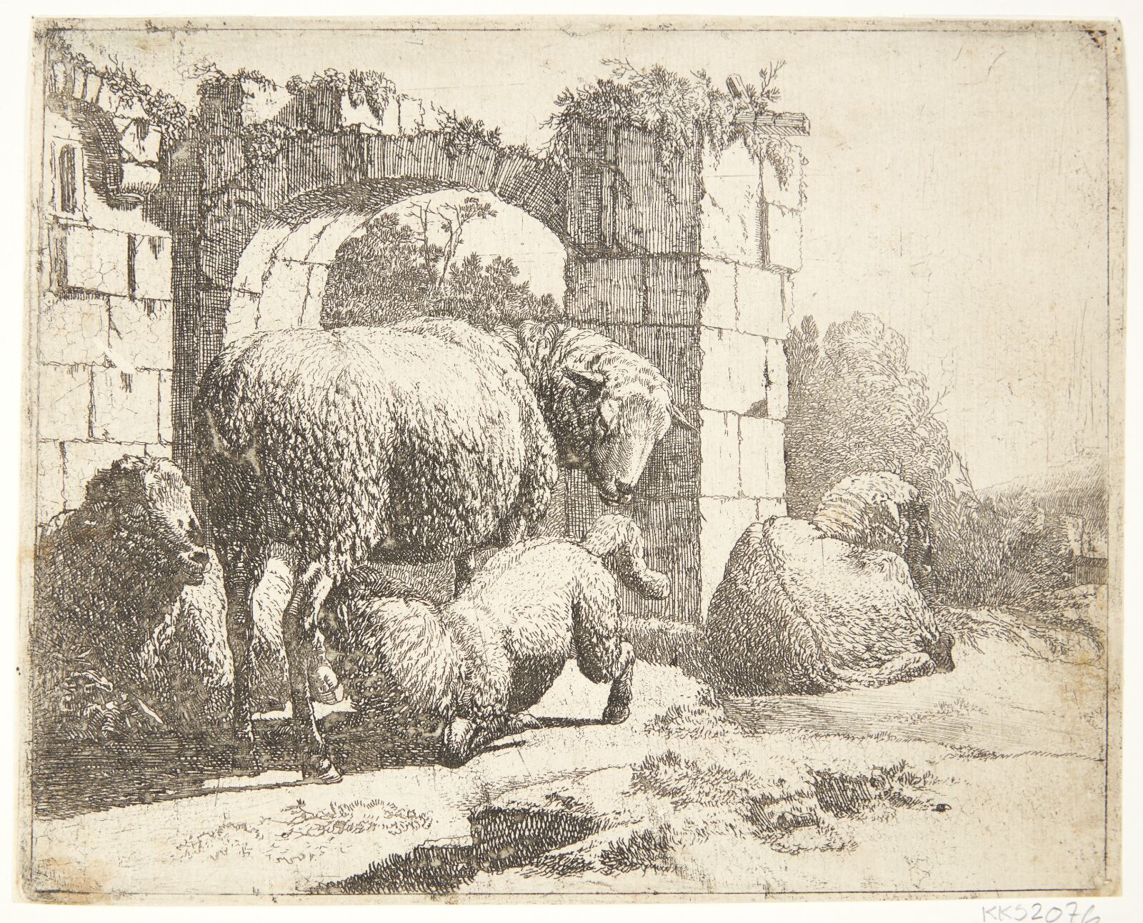 Johann Heinrich Roos, Får med diende lam ved en romersk ruin