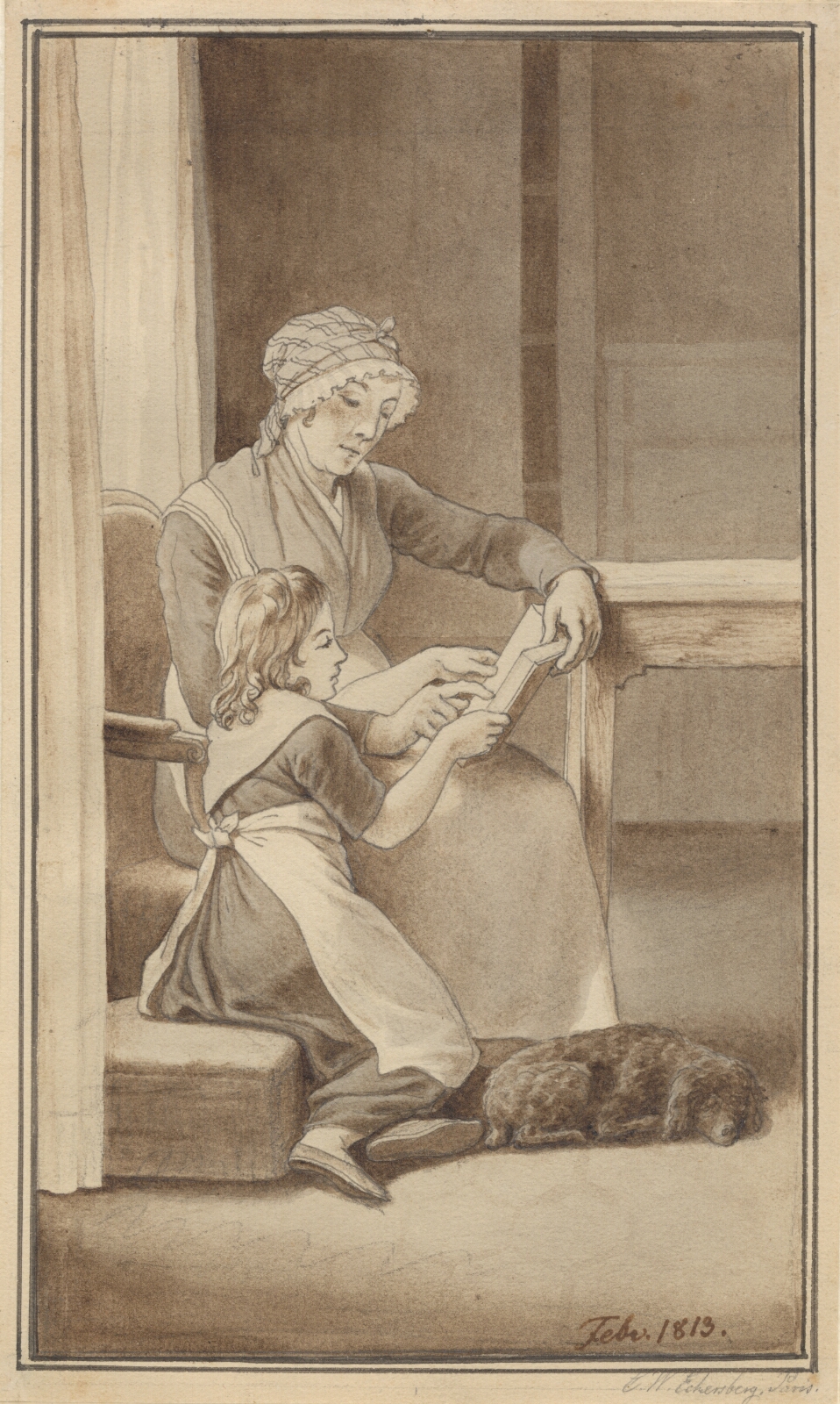 C.W. Eckersberg, En moder lærer sin lille pige at læse