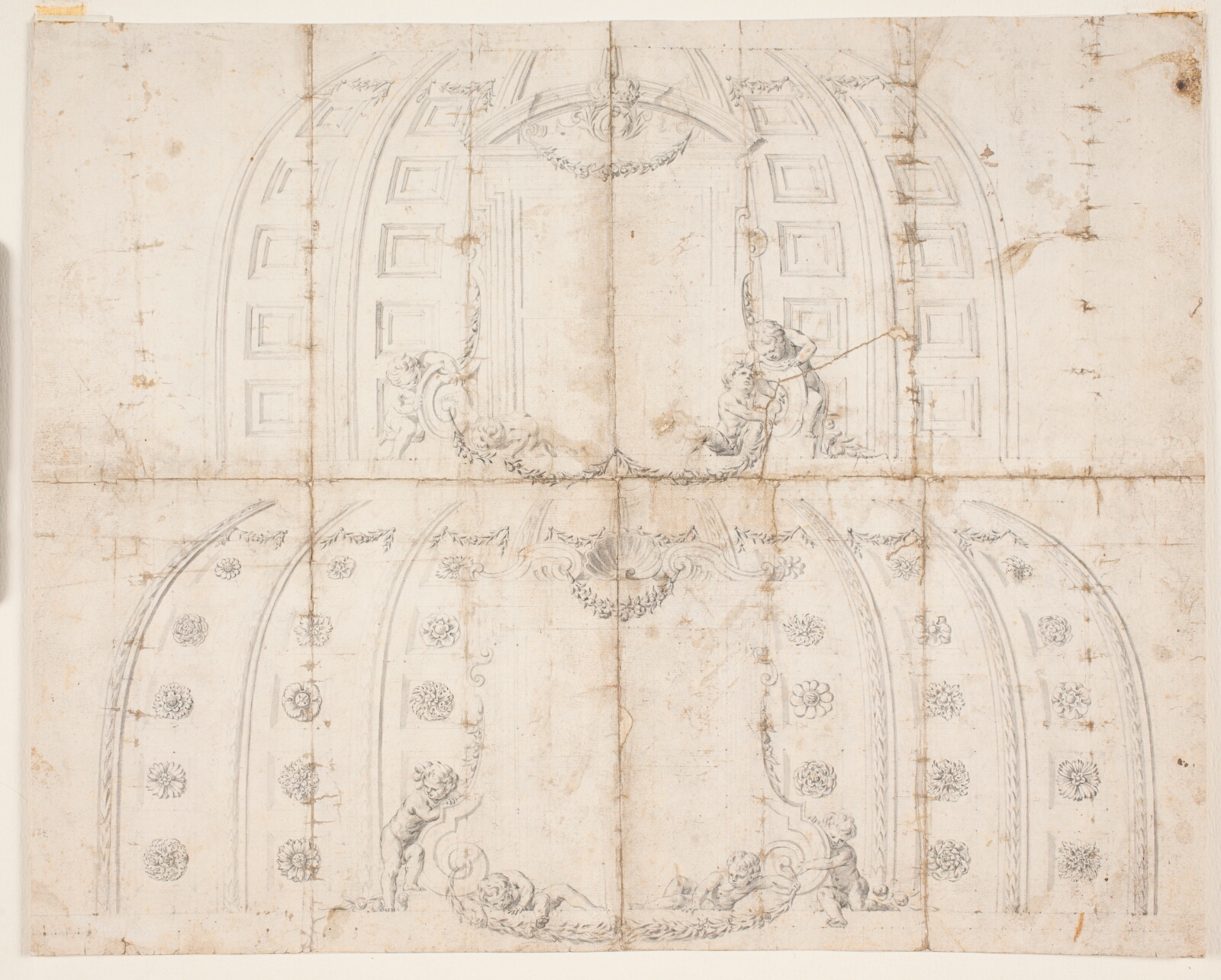 Lambert van Haven, Frederiksborg slot, Audienssalen. To forskellige udkast til loftsdekoration til kuplen