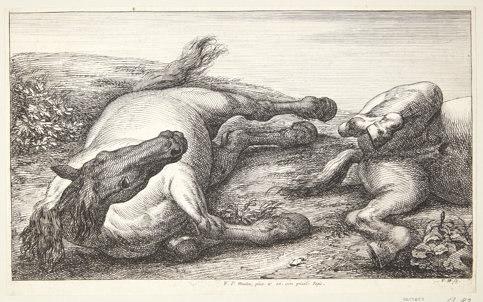 Jan van Huchtenburg, To faldne heste