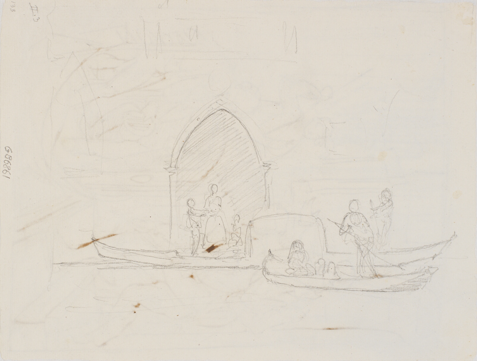Wilhelm Marstrand, Blyantsskitse med tre gondoler