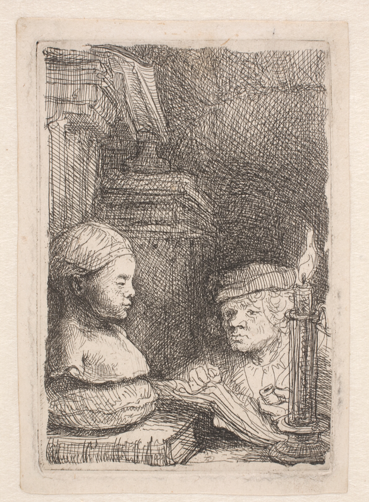 Rembrandt van Rijn, Ung mand tegner en gipsbuste