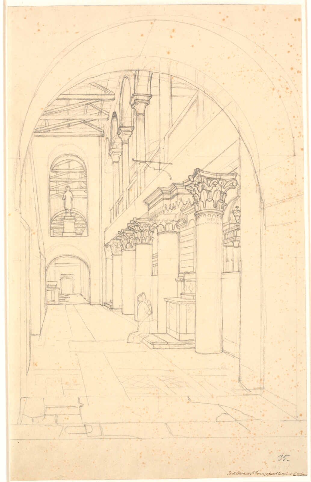 C.W. Eckersberg, Et parti i kirken S. Lorenzo fuori le Mura, Rom