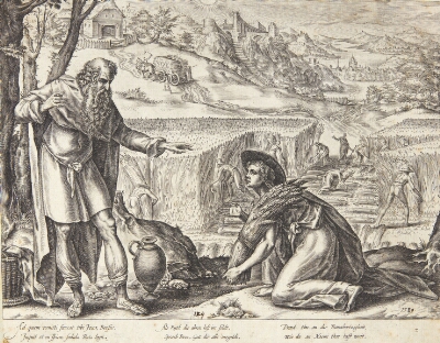 Ruth samler aks på Boaz' marker, Goltzius, Hendrick, 1580