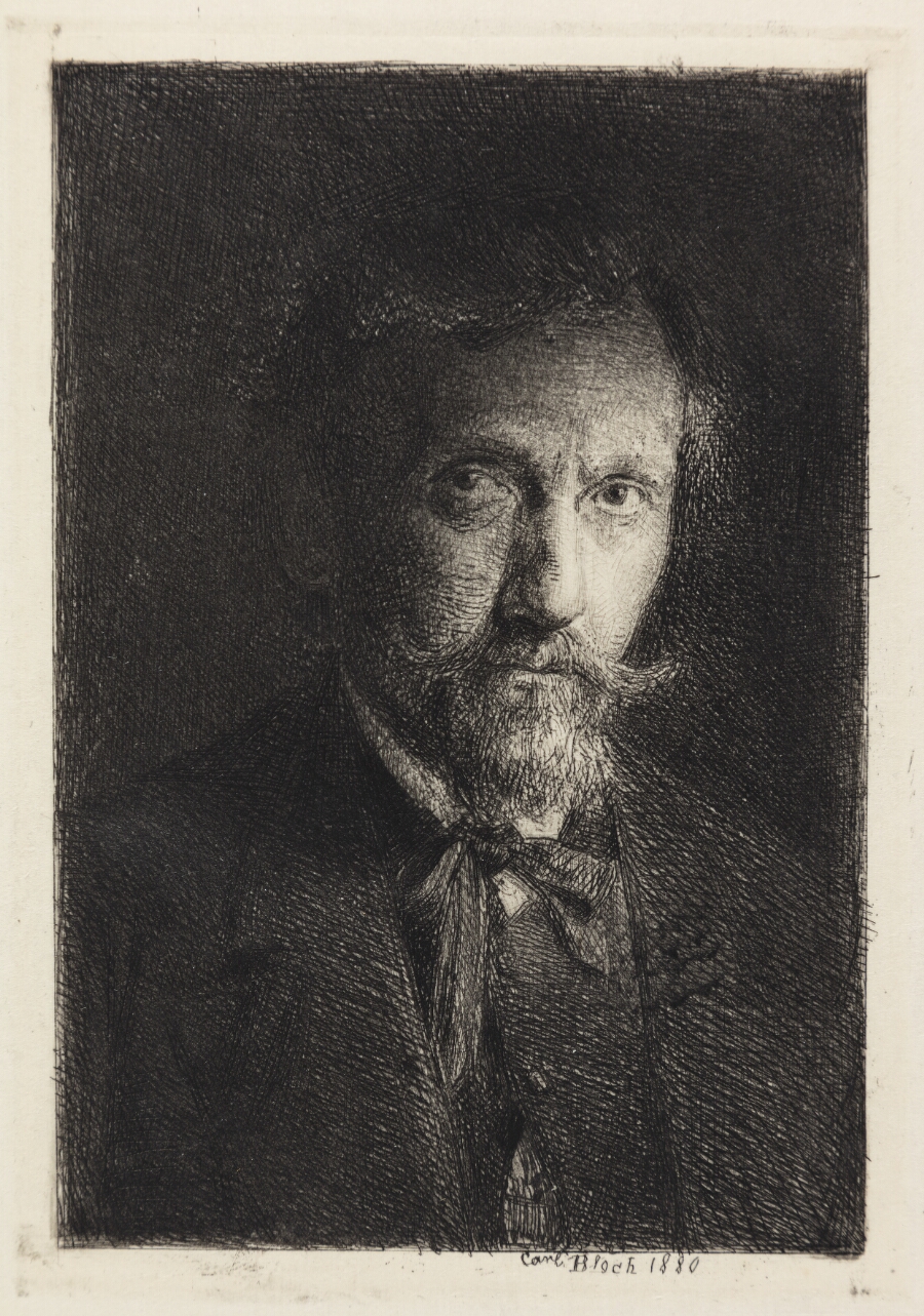 Carl Bloch, Self-Portrait, 1880, etching and drypoint