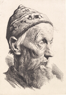 Gammel mand med hvid ulden hue, Schwartz, Frans, 1898