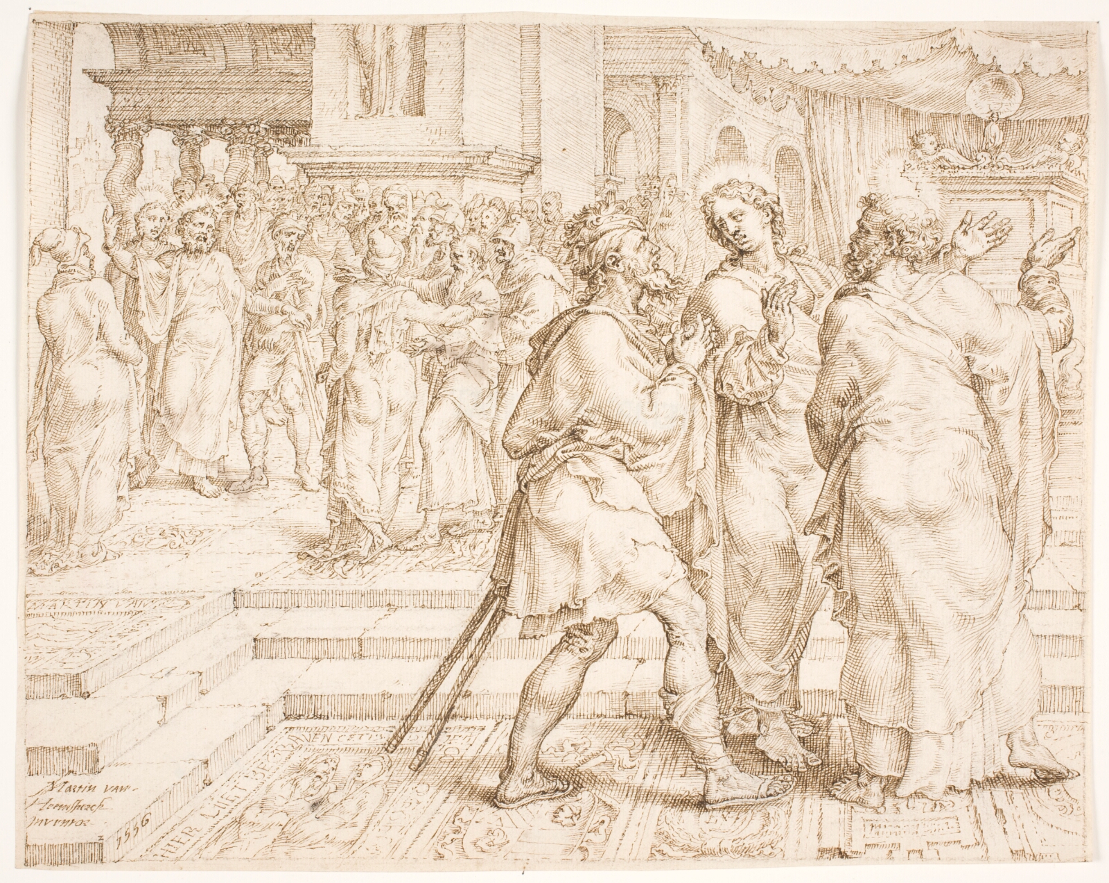 Maarten van Heemskerck, Den helbredte lamme følger med Peter og Johannes ind i templet