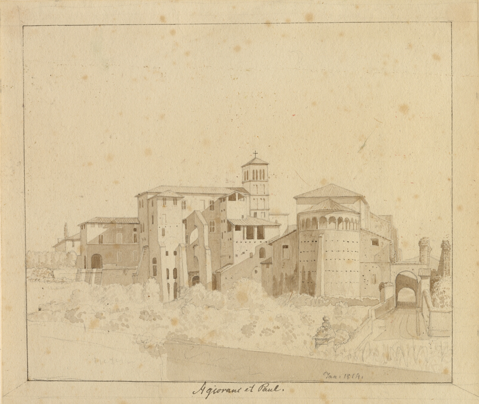 C.W. Eckersberg, SS. Giovanni e Paolo set fra Piazza S. Gregorio, Rom