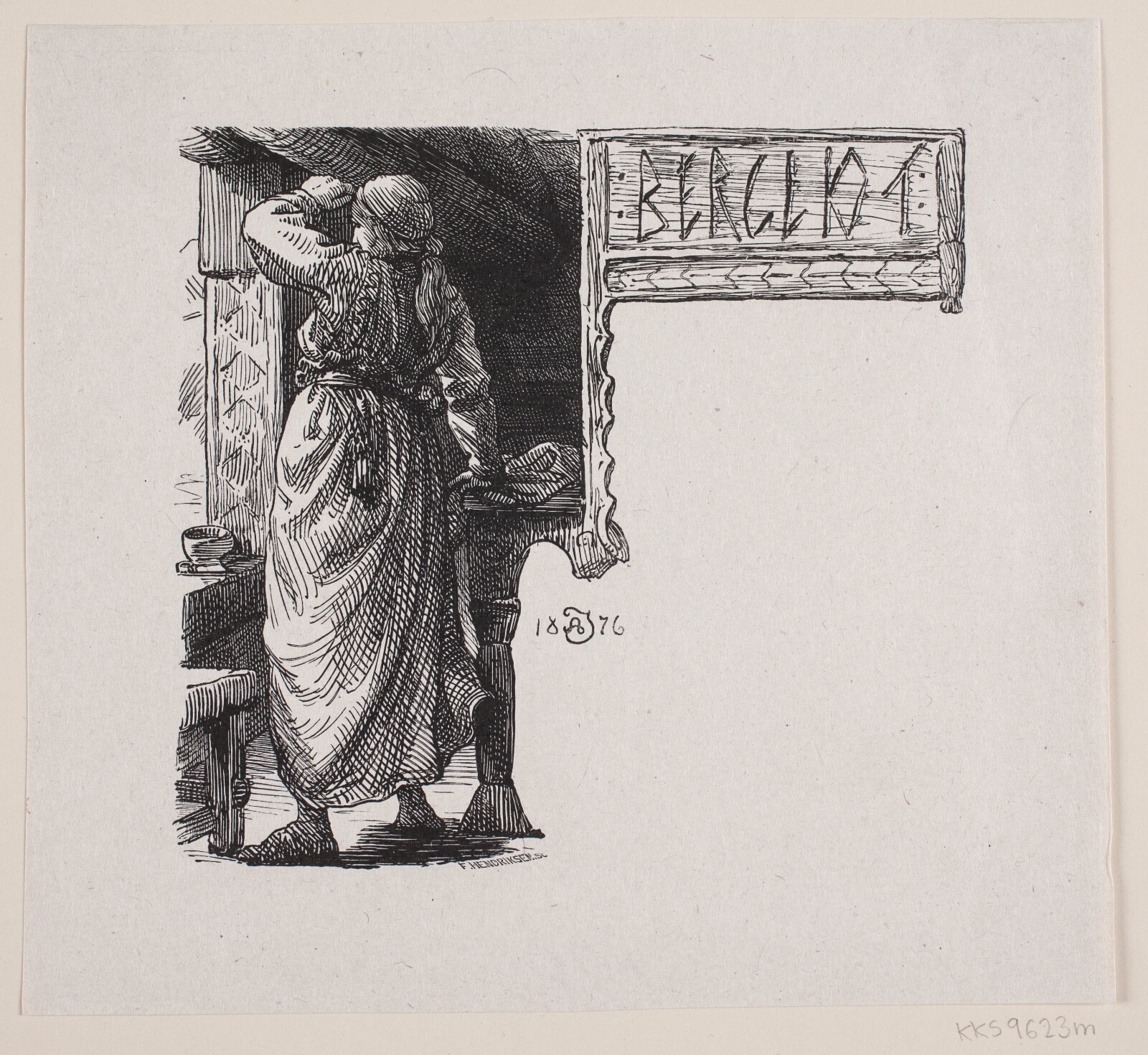 F. Hendriksen, Illustration til Carl Ploug, "Kong Harald og Islændingen"
