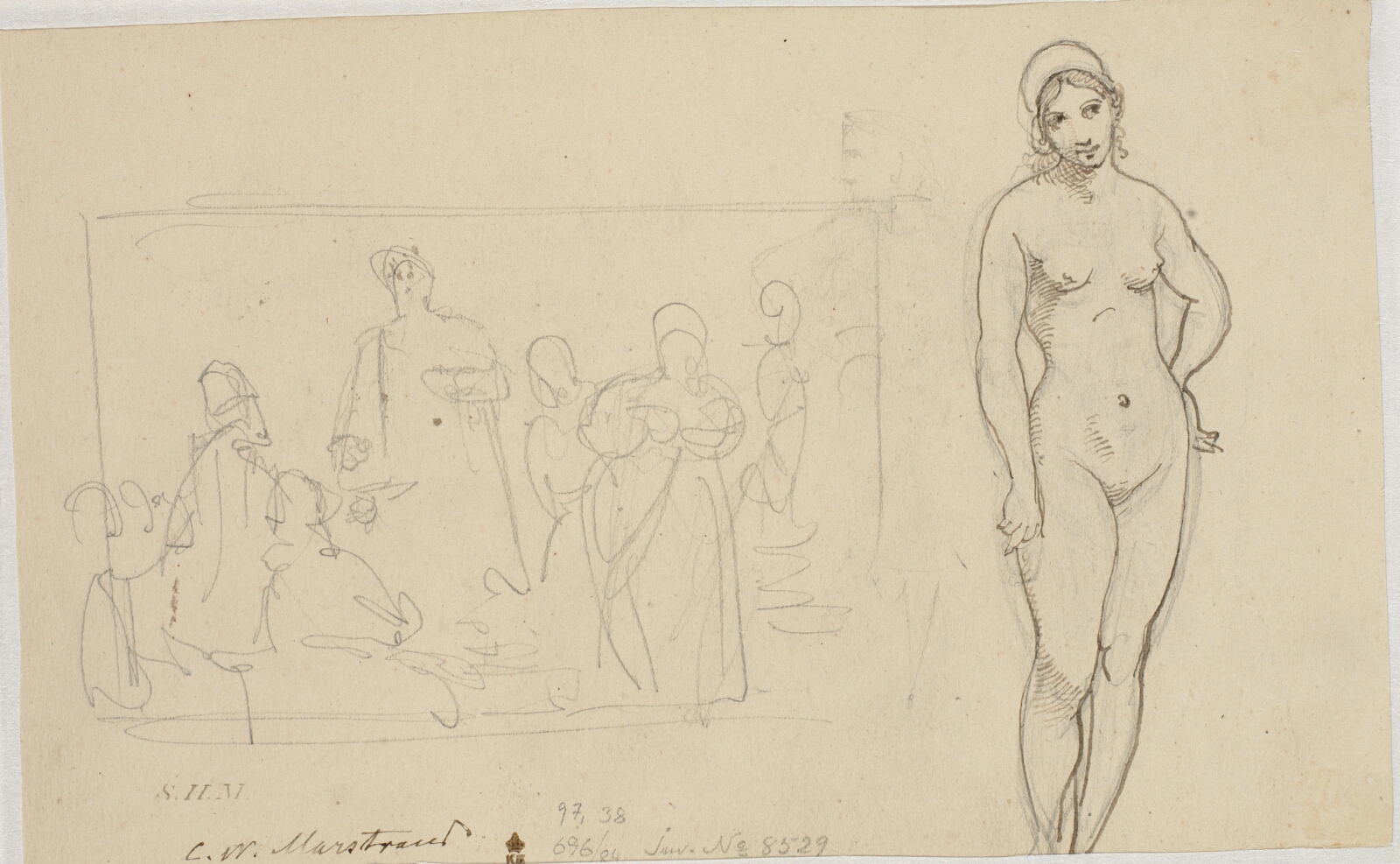 Wilhelm Marstrand, Figurkomposition og stående nøgen kvinde