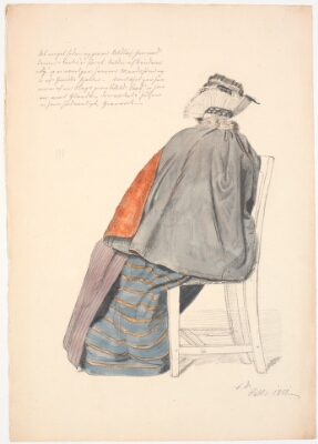 Siddende kone set fra ryggen, Dalsgaard, Christen, 1851