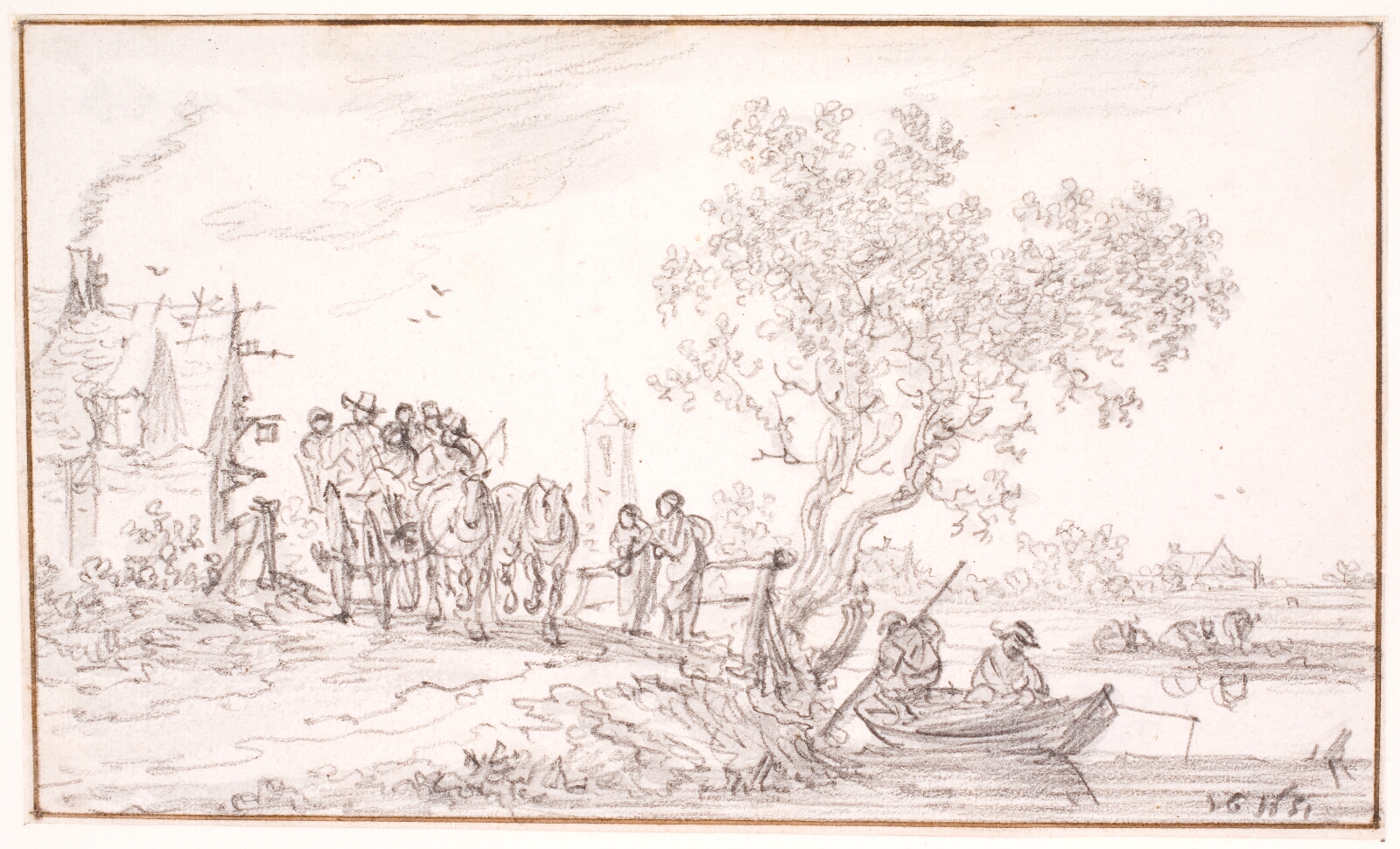 Jan Josefsz van Goyen, En vogn med rejsende ved en kro