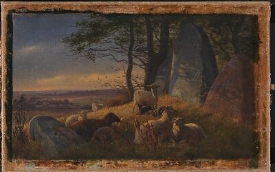 Evening Scene with Sheep on a Mound, Lundbye, Johan Thomas, 1845