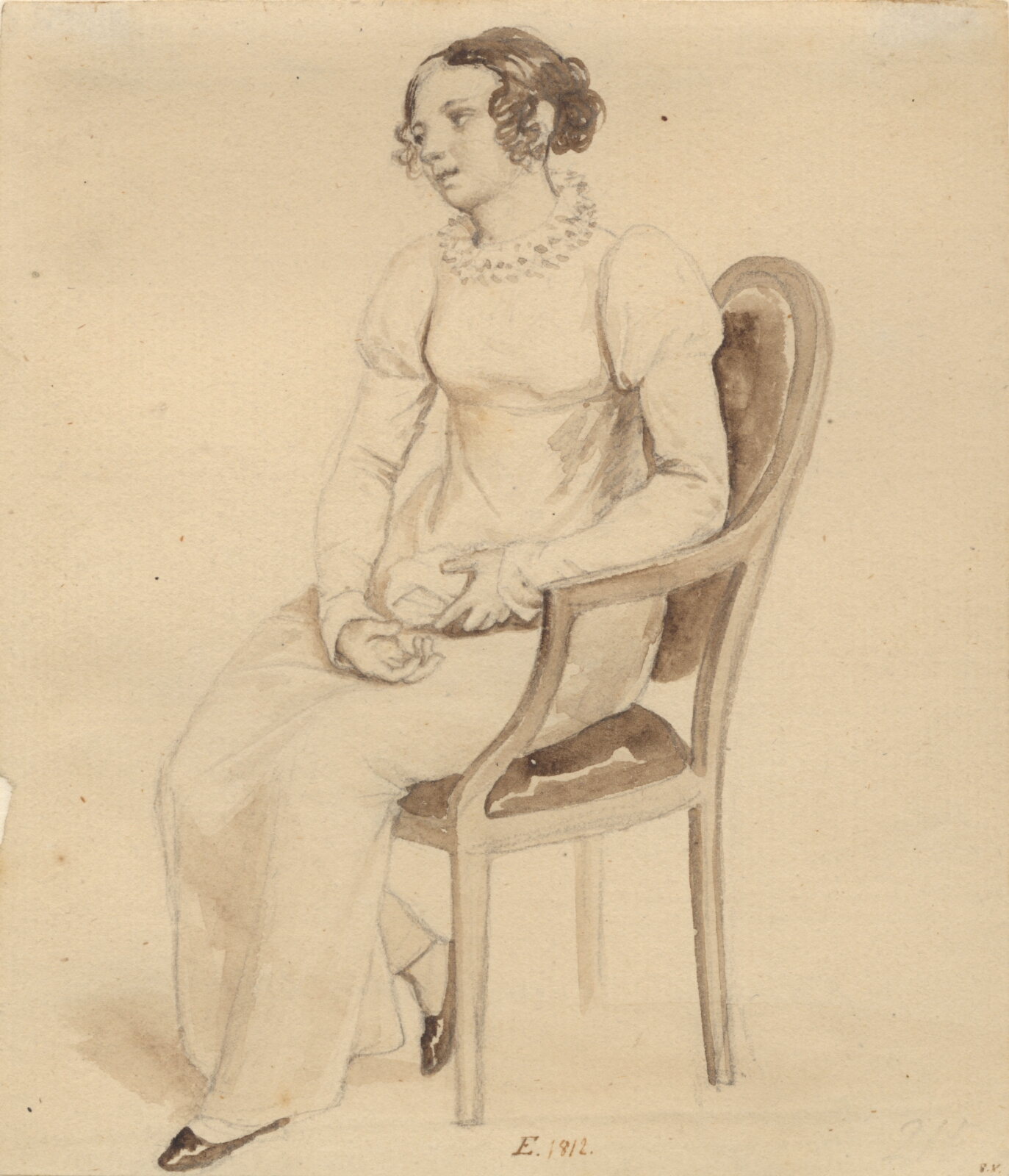 C.W. Eckersberg, En dame, der sidder i en lænestol, vendt mod vinduet