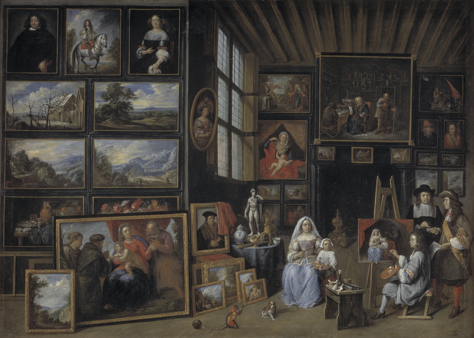 Gillis van Tilborgh, Et billedgalleri med en kunstner, der maler en kvinde og en pige. Allegori over malerkunsten