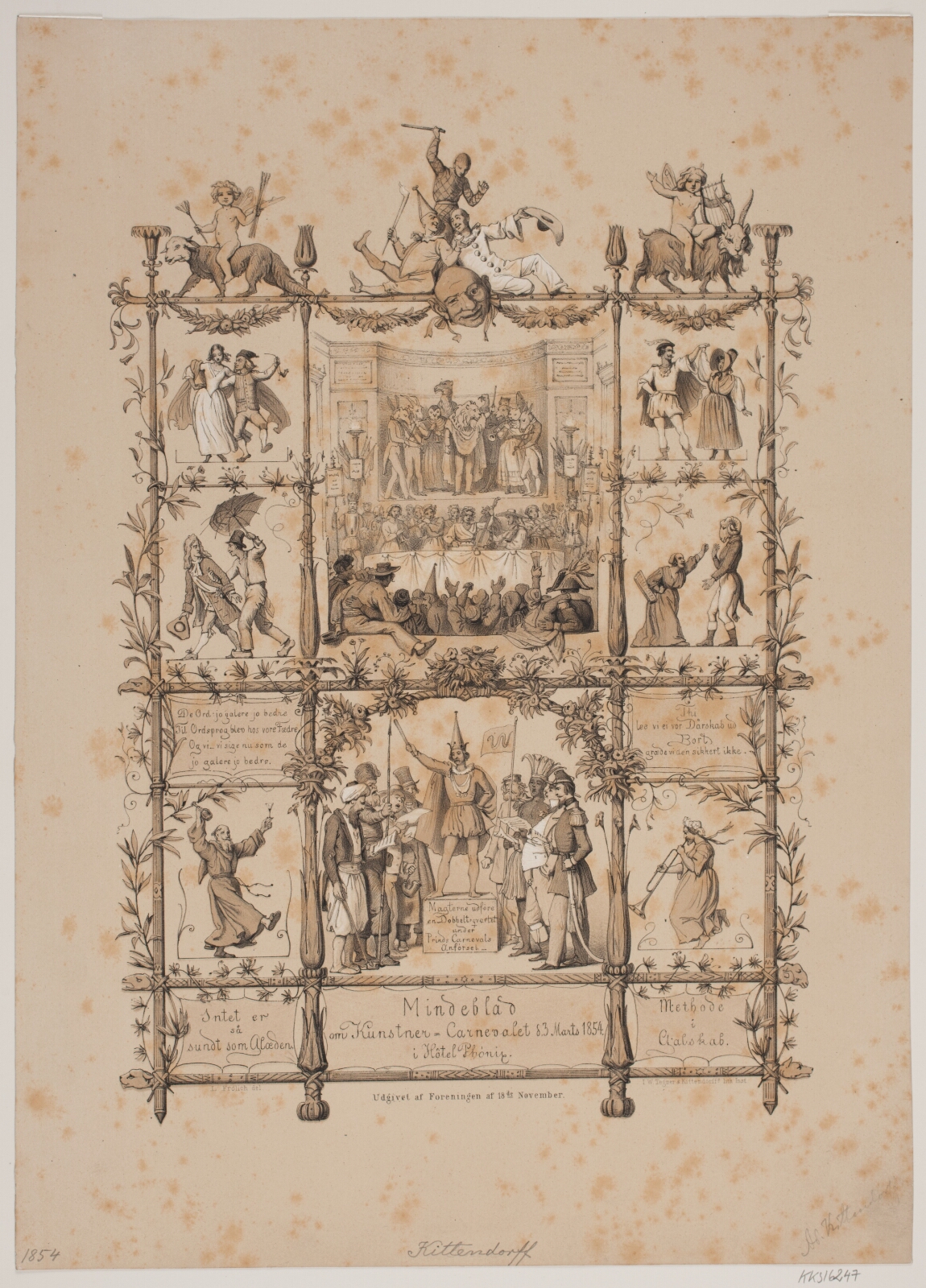 Adolph Kittendorff, Mindeblad om kunstnercarnevalet d. 3. marts 1854