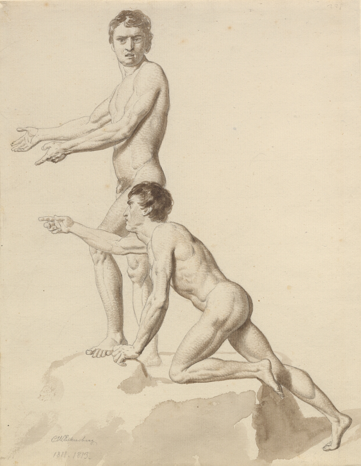 C.W. Eckersberg, To israelitter på en klippeblok