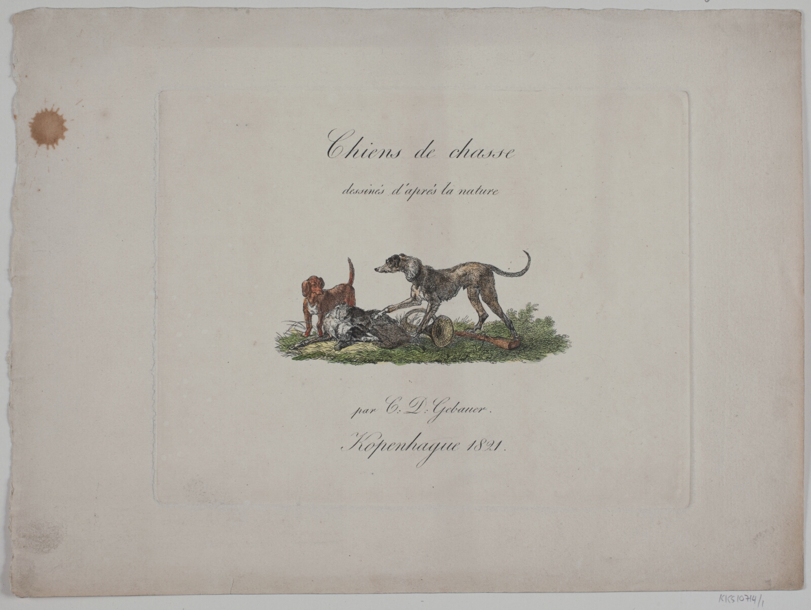 Christian David Gebauer, Titelblad til "Chiens de chasse"