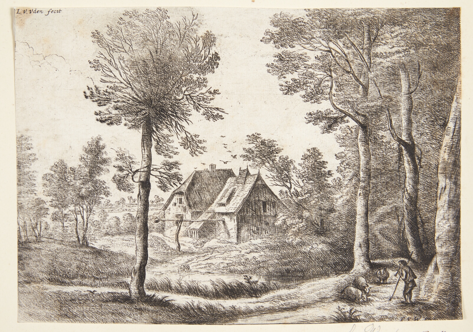 Lucas van Uden, Landskab med to huse og en fårehyrde med en skalmeje