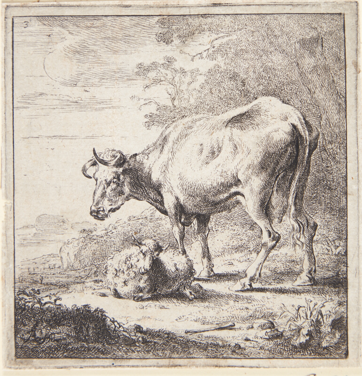 Nicolaes Berchem, Stående ko og et liggende får