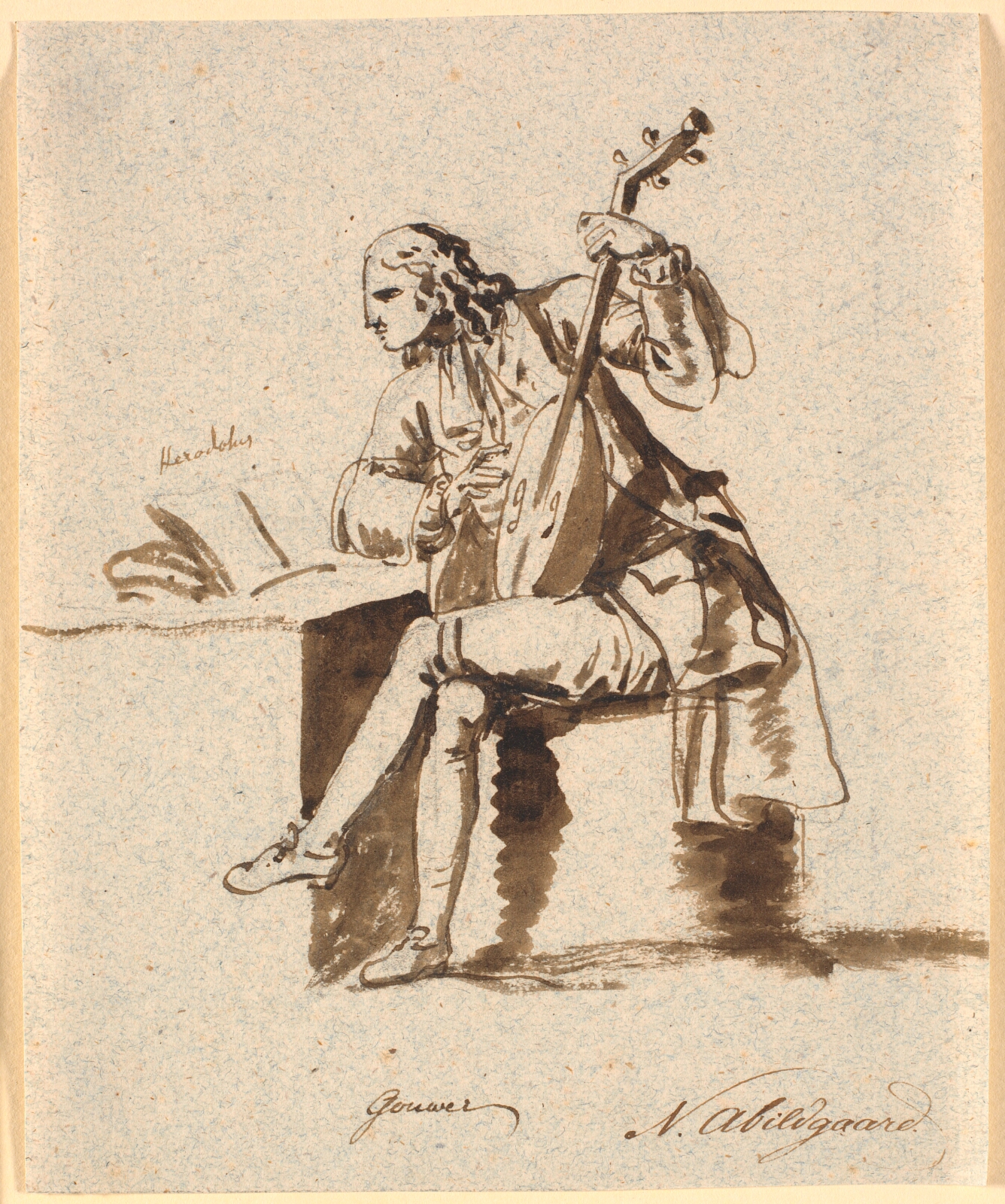 Nicolai Abildgaard, Den engelske digter Gower siddende med en lut ved et bord, på hvilket Herodot ligger opslået