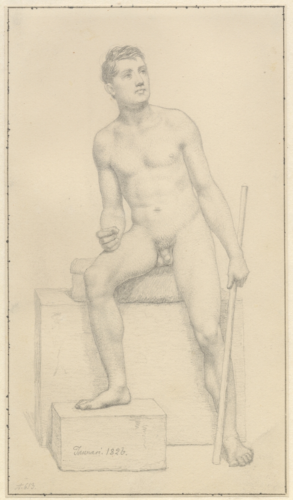 C.W. Eckersberg, Siddende nøgen mandlig model.