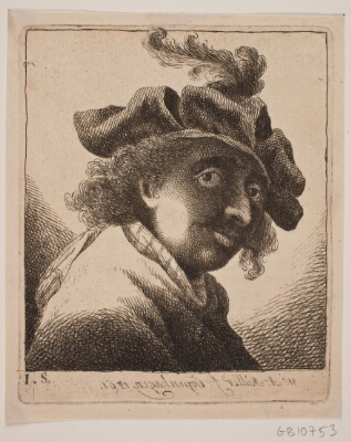 En Mand med befjedret Baret, Müller, W.A., 1761