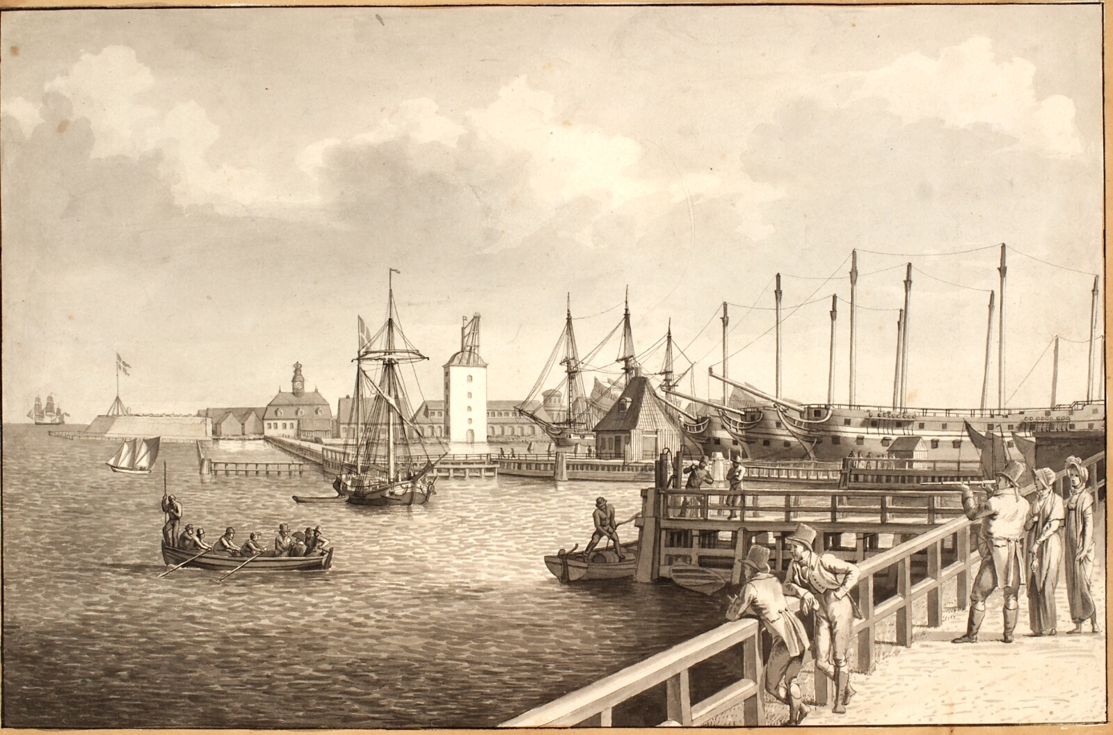 C.W. Eckersberg, Udsigt fra Langelinie mod Nyholm, t.h. flådens leje