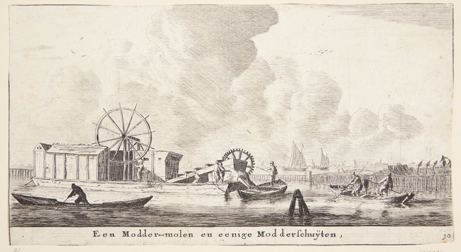 Reinier Zeeman, To opmudringsfartøjer. En moddermolen og en modderschuiten
