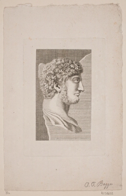 Antikt relief. Mandshoved, Bagge, Oluf Olufsen, 1780-1836