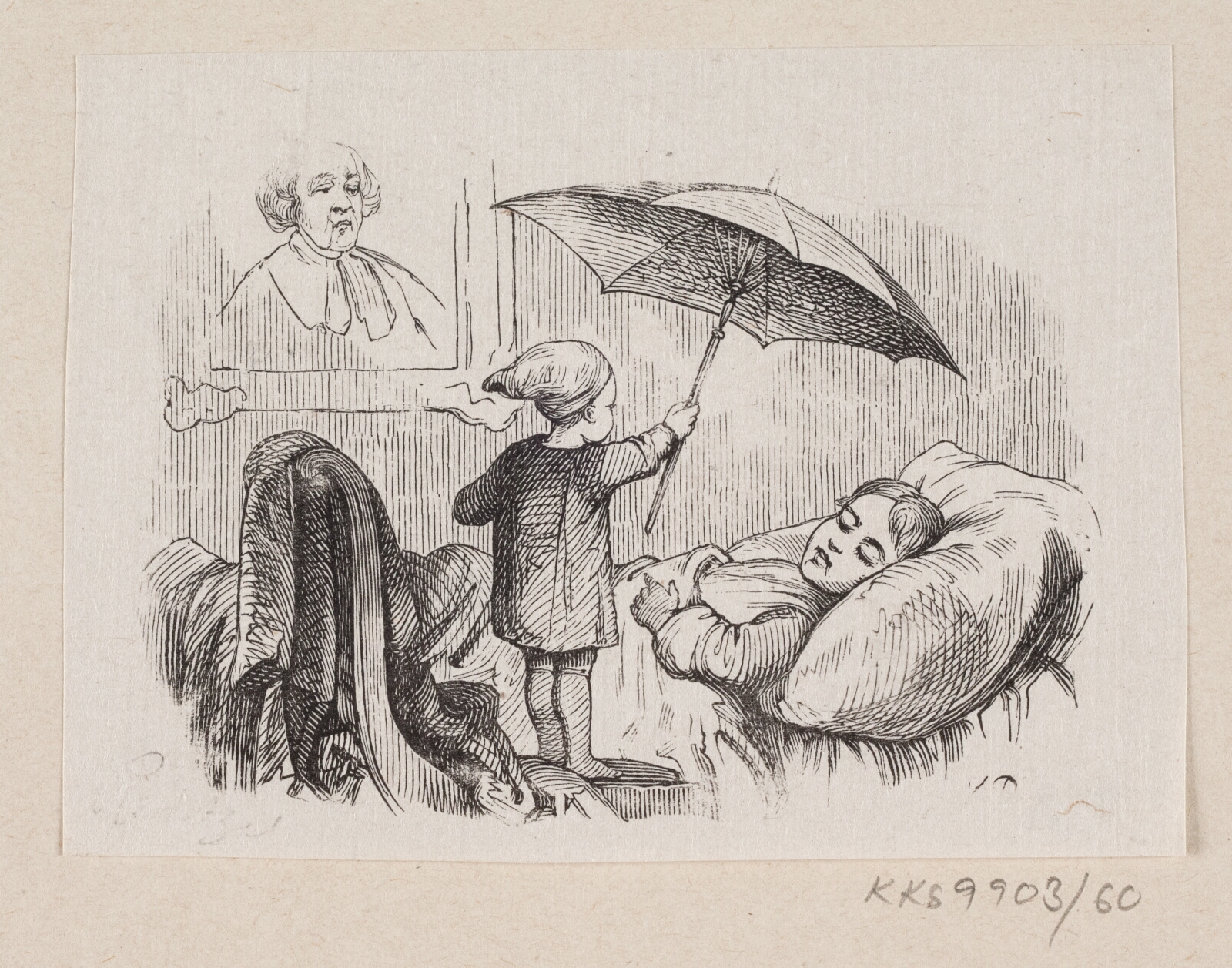 H.P. Hansen, Illustration til "Ole Lukøie" i H.C. Andersen, "Eventyr og Historier", Bind 1
