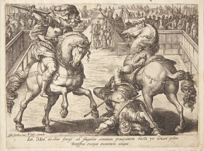 Giovanni de' Medici i en duel, Goltzius, Hendrick, 1576-1579