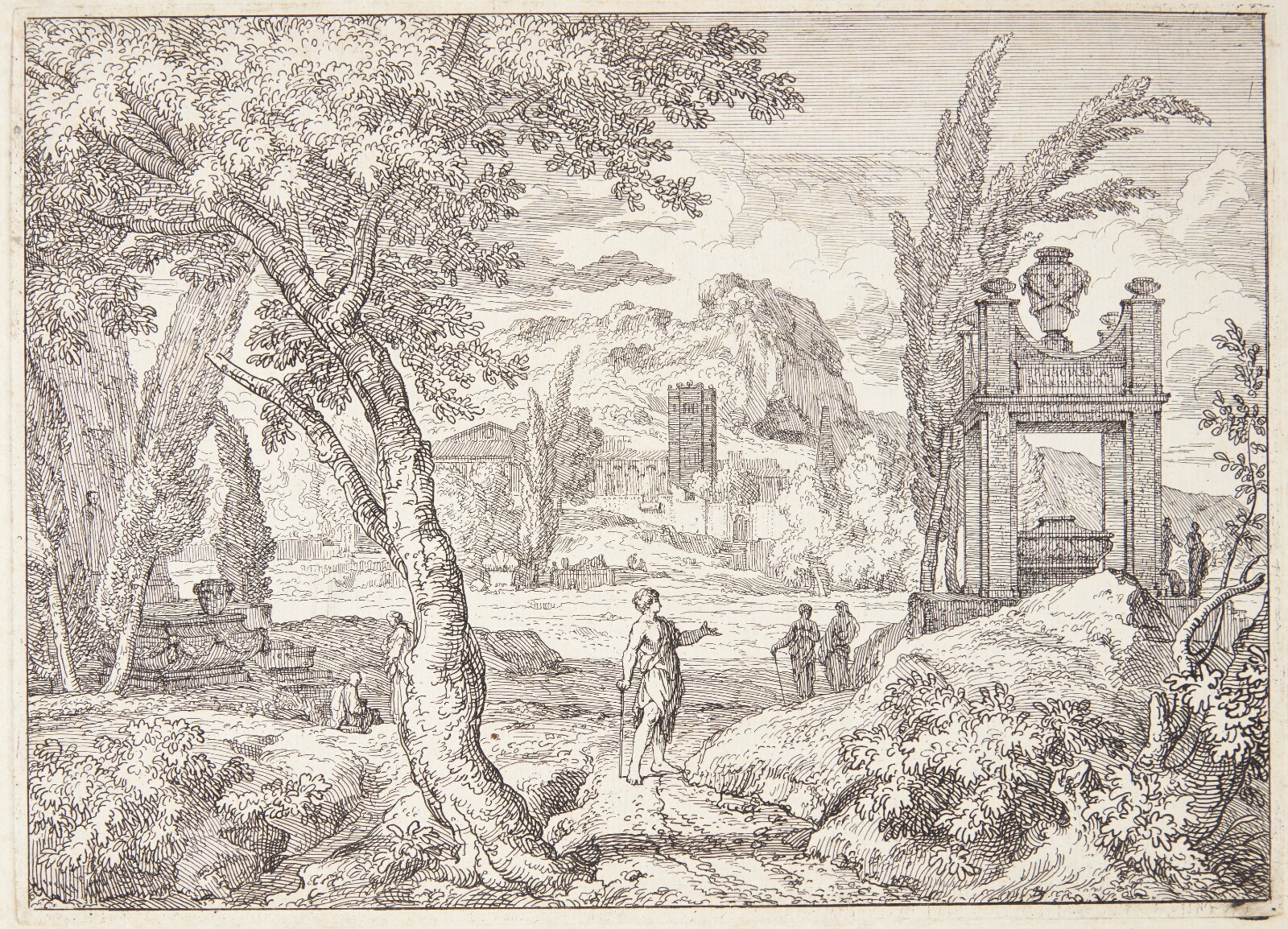 Abraham Genoels, Arkadisk landskab med et mausoleum