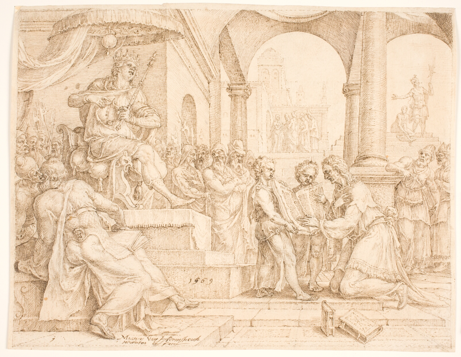Maarten van Heemskerck, Statsskriveren Sjafan læser op af lovbogen for kong Josias, der sønderriver sine klæder