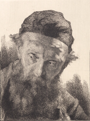 Gammel skægget mand med sort kalot, Schwartz, Frans, 1898