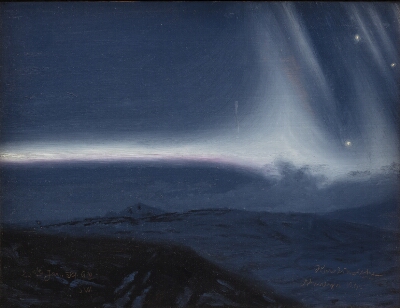Aurora January 20th 1900, 21.10 hours. Akureyri. South-West