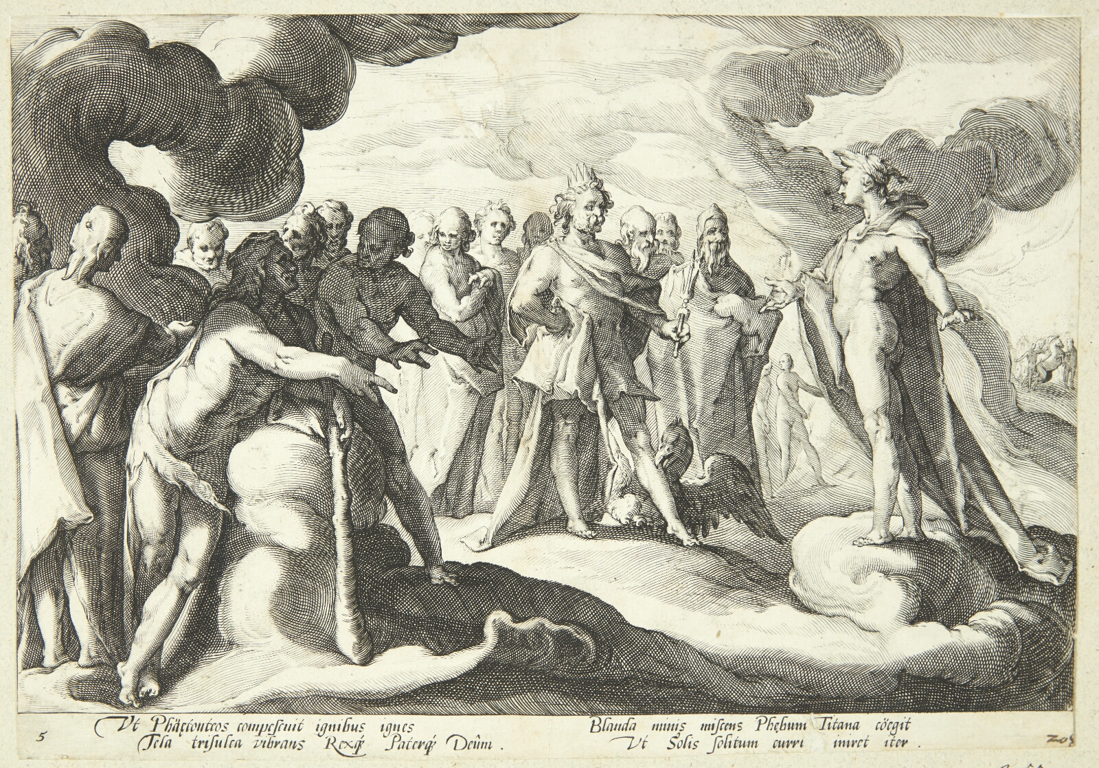Hendrick Goltzius, Jupitor og guderne beder Helios om at genoptage kontrollen over solvognen