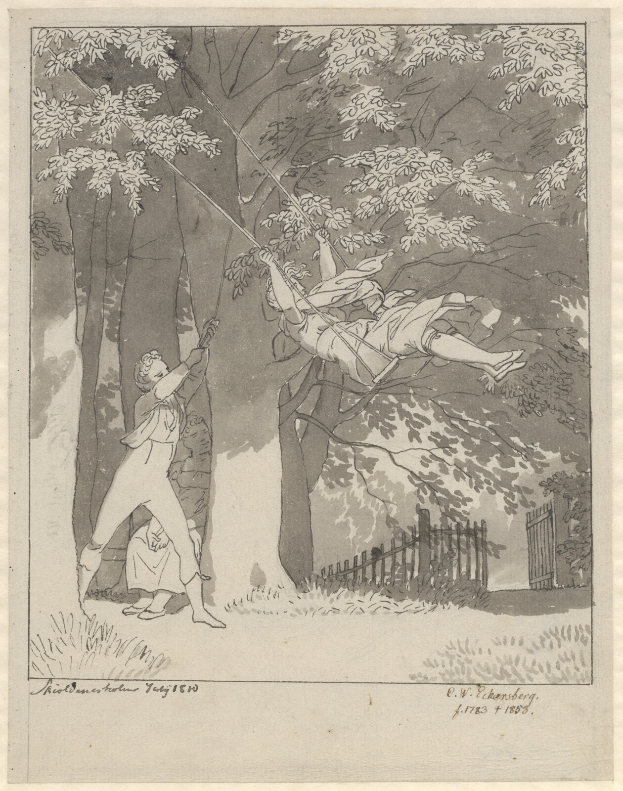 C.W. Eckersberg, Gyngen. Fra skoven ved Skjoldnæsholm