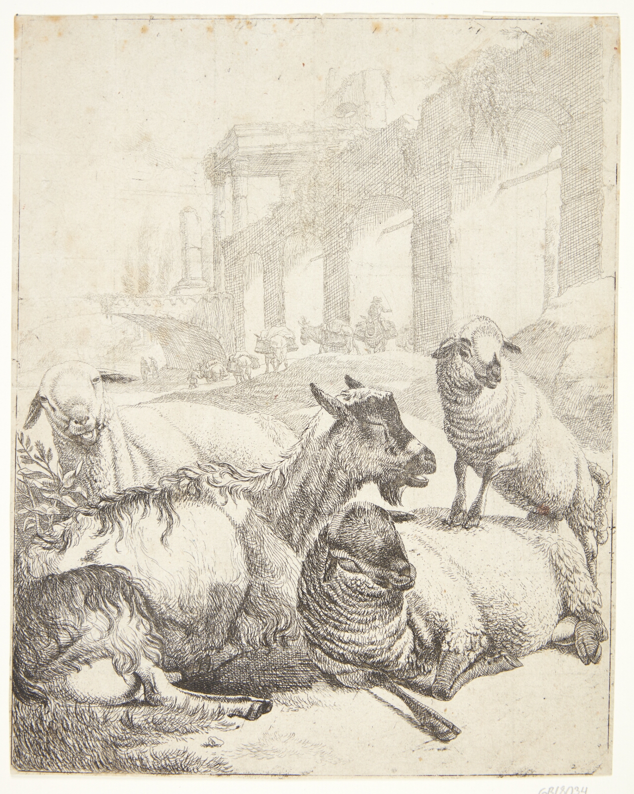 Johann Heinrich Roos, Tre liggende får og et lam